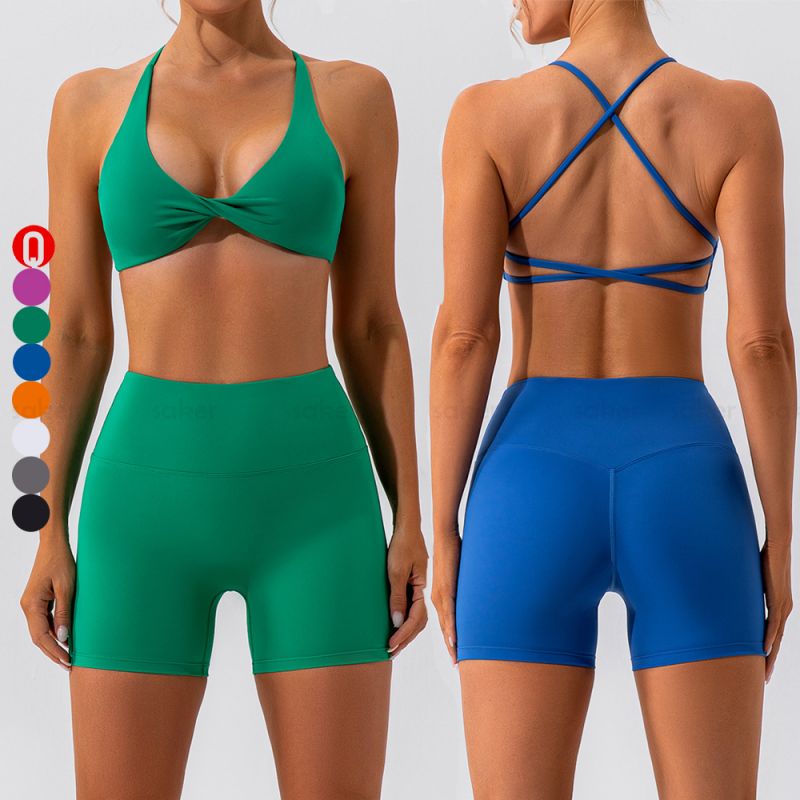 Soutien-gorge de sport en nylon torsadé sur le devant