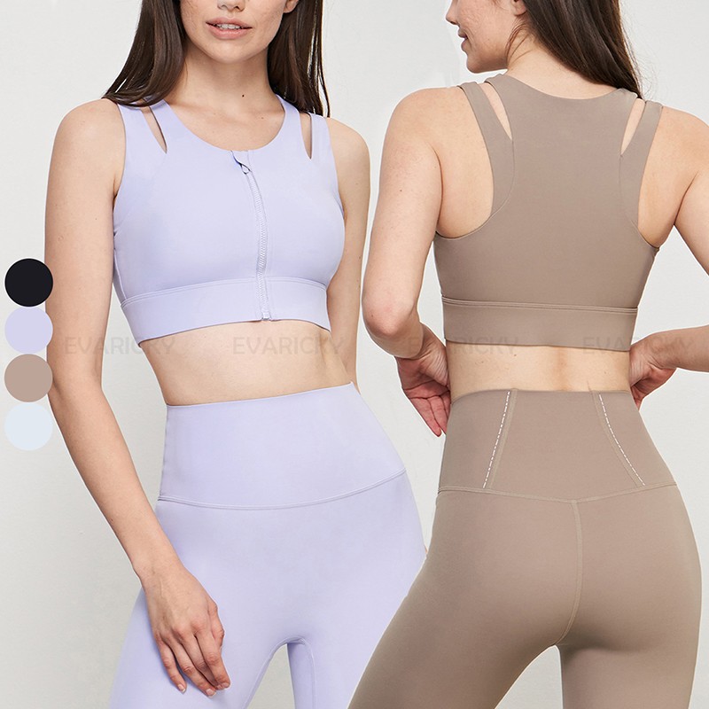 Bra de sports à plate-forme fixe zip
