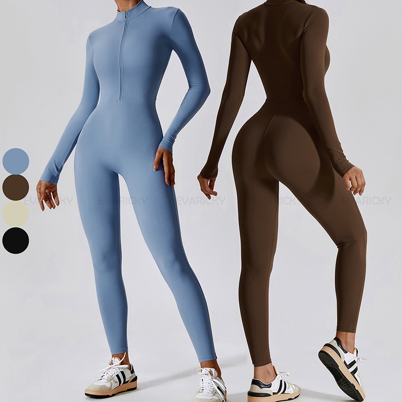 Combinaison de yoga à demi-zip