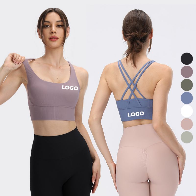 Bra de sports à mèche à l'humidité côtelée