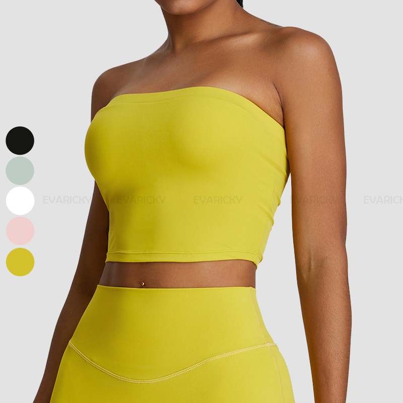 Soutien-gorge de sport sans bretelles de couleur unie